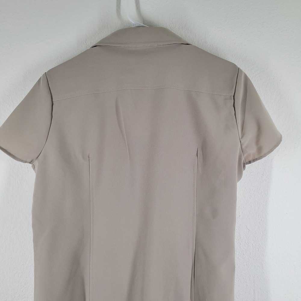Lilac Bloom by Jennifer Tsai Women's Beige V Neck Short Sleeve Top Sz Large - Picture 6 of 12
